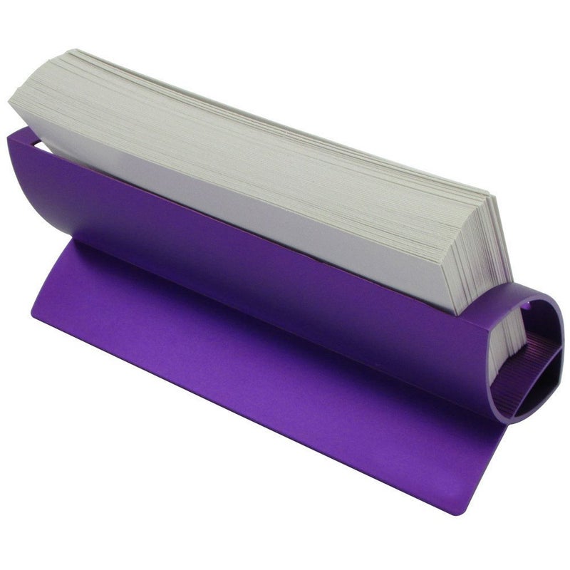 CellCase Desktop Innovative/Creative Q Shape Stainless Steel Business Name Card Holder (Purple) - Image 4